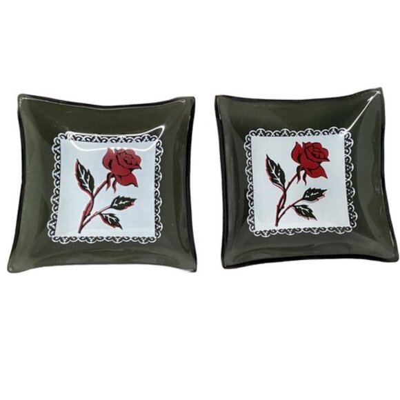 Set of 9 Vintage Glass Cocktail Ashtrays Trinket Dishes Salt Cellar Barware - Picture 3 of 7